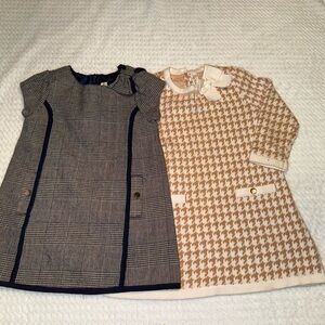 Stylish Kids Dresses in Black and Tan - Houndstooth